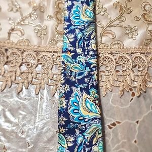 Rare 100% Silk Royal Blue and Turquoise Chaps Tie